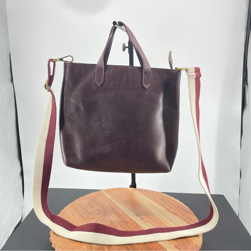 Madewell The Zip-Top Transport Crossbody:‎ Colorblock Webbing Strap Cabernet red